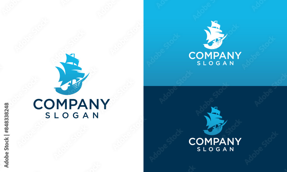 Boat Logo Design Vector Stock. Marine Ship Logo Design Template Boat Logo Design Vector Stock. Marine Ship Logo Design Template