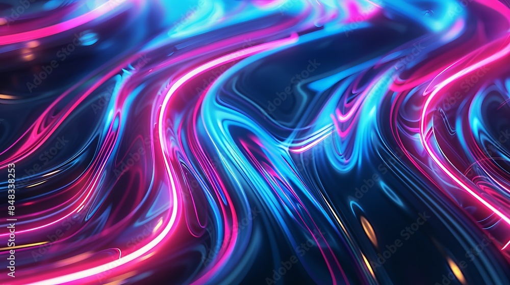 Vibrant neon light trails swirled in dynamic abstract patterns creating a colorful and futuristic visual display. Vibrant neon light trails swirled in dynamic abstract patterns creating a colorful and futuristic visual display.