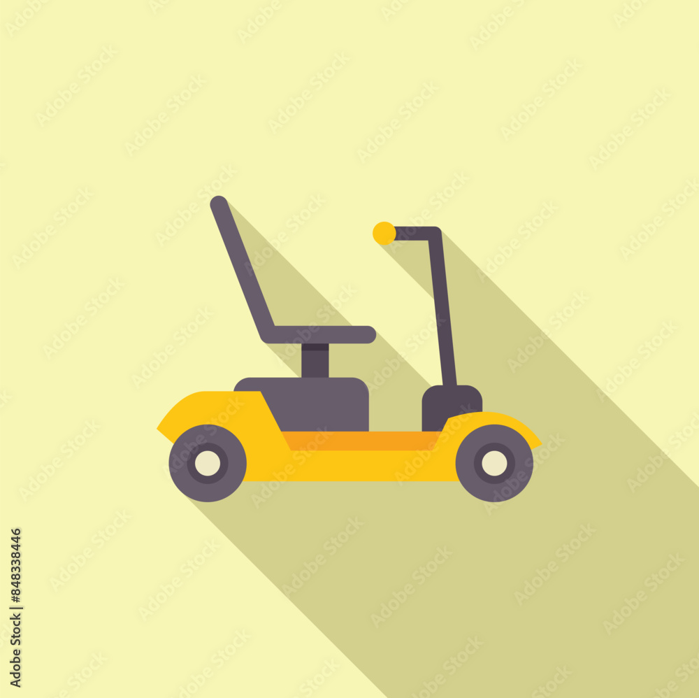 Yellow electric scooter providing sustainable transportation with long shadow Yellow electric scooter providing sustainable transportation with long shadow