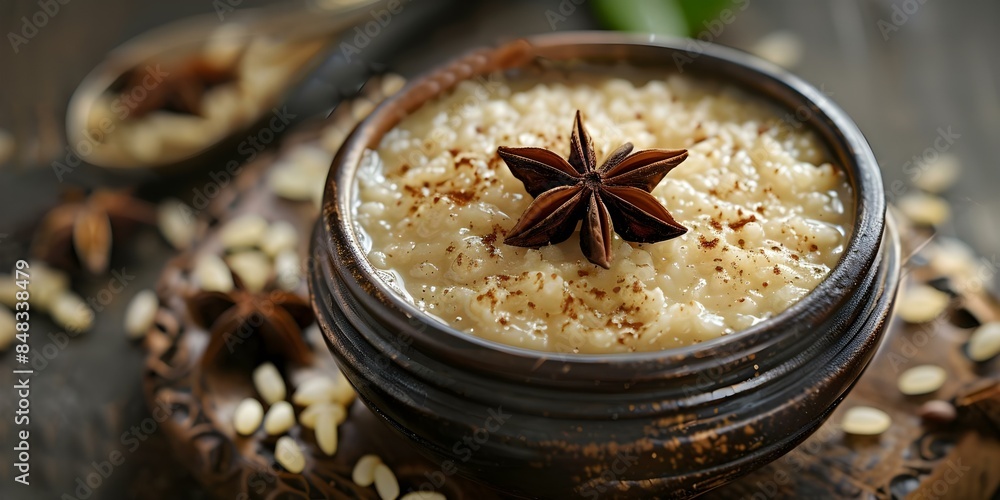 Traditional Indian Rice Pudding Recipe Made with Milk, Sugar, and Rice served in a Bowl. Concept Indian Cuisine, Rice Pudding Recipe, Dessert Ideas, Traditional Cooking, Milk-based Dishes Traditional Indian Rice Pudding Recipe Made with Milk, Sugar, and Rice served in a Bowl. Concept Indian Cuisine, Rice Pudding Recipe, Dessert Ideas, Traditional Cooking, Milk-based Dishes