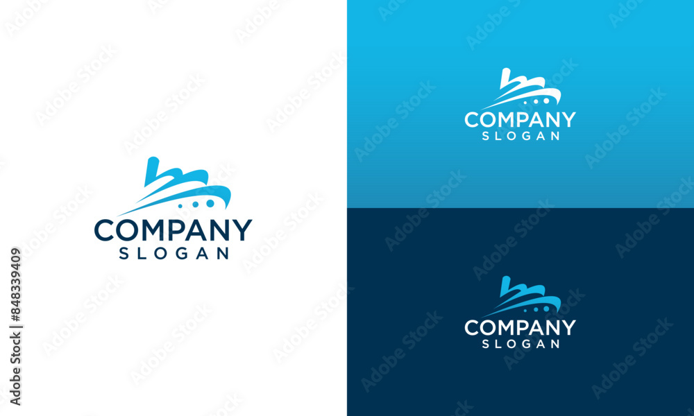 Boat Logo Design Vector Stock. Marine Ship Logo Design Template Boat Logo Design Vector Stock. Marine Ship Logo Design Template