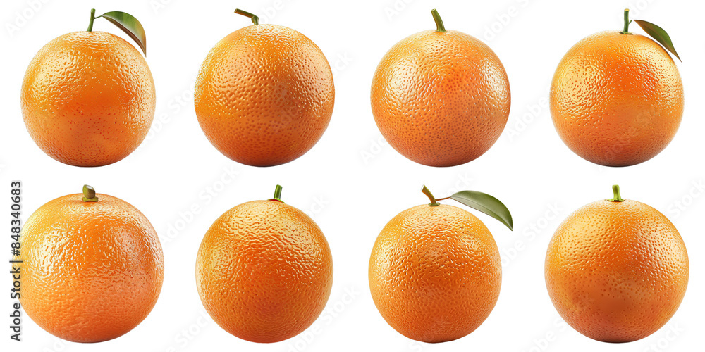 Set of Orange isolated on transparent png background. Generative ai Set of Orange isolated on transparent png background. Generative ai