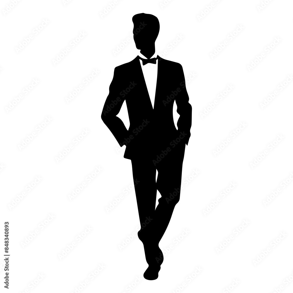 A silhouette of a man wearing a suit and tie, walking A silhouette of a man wearing a suit and tie, walking