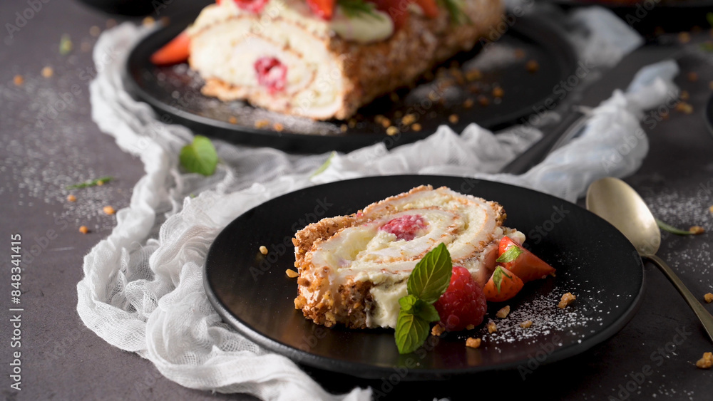 Meringue roll cake Meringue roll cake