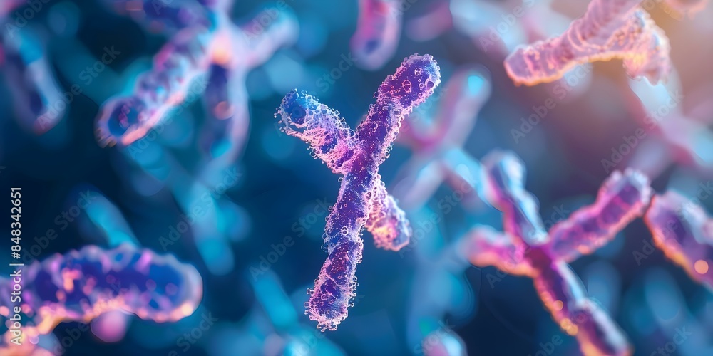 Obraz premium Telomeres are vital for chromosome health and aging. Concept Biological Science, Genetics, Telomeres, Aging, Chromosomes