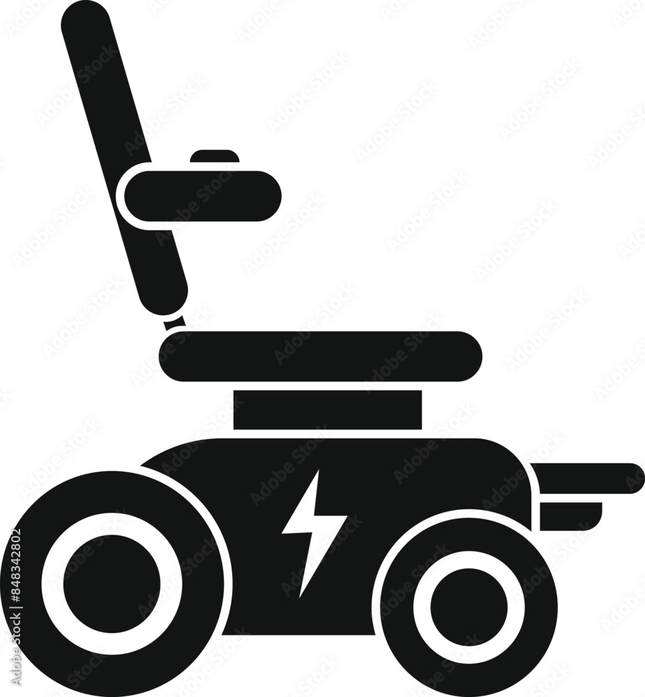 Modern electric wheelchair icon in black simple style isolated on white background Modern electric wheelchair icon in black simple style isolated on white background