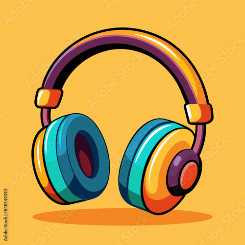 Headphones. Wireless portable headset. Bright colors. Vector illustration.