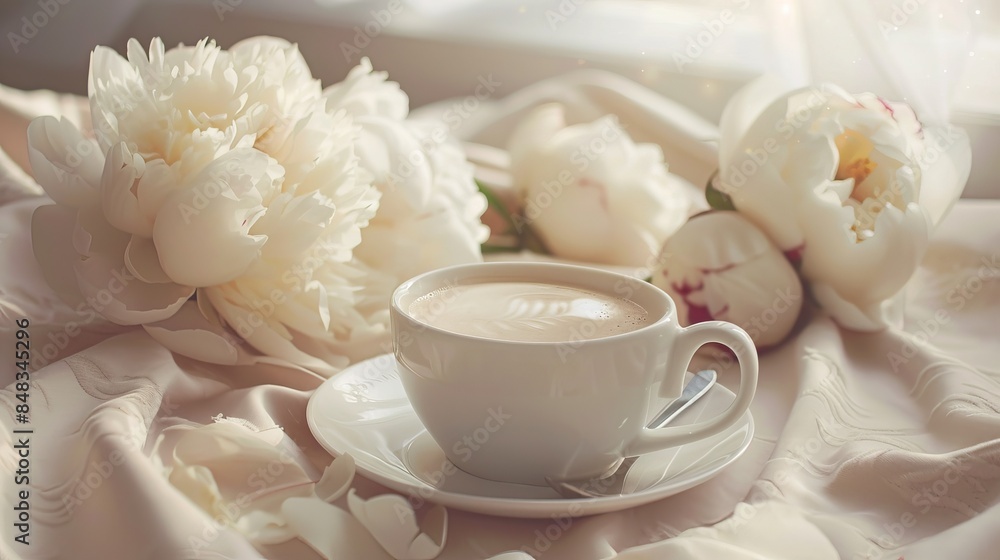 A tasty coffee in a beautiful cup in a boho interior, realistic photo A tasty coffee in a beautiful cup in a boho interior, realistic photo