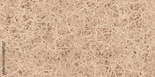 Brown shredded paper or hay box filler seamless pattern. Top view on gift packaging filled with cut kraft cardboard. Careful delivery of goods and fragile valuable presents