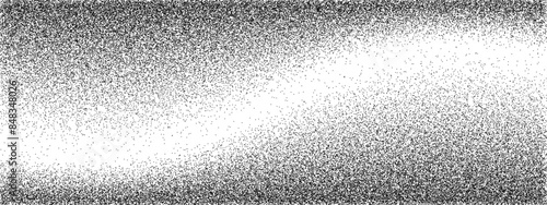 Gradient wave with noise texture as seamless pattern. Monochrome vector tone gradation illustration with grunge halftone raster texture. Ink chaotic gritty illustration. Mezzotint shadow