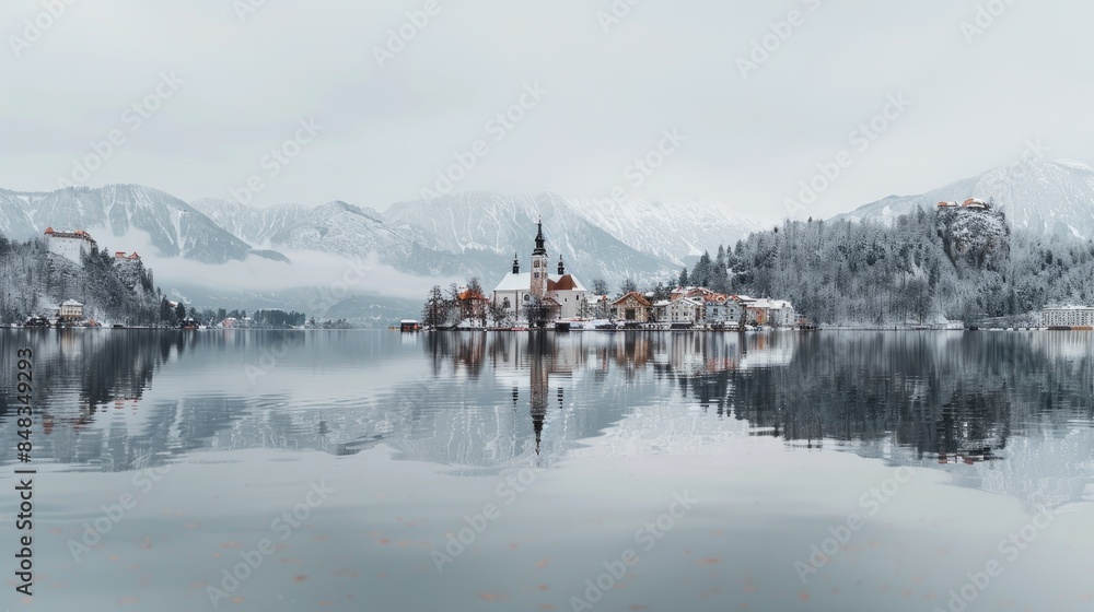 potions displayed near a rustic church, with majestic snowy peaks towering over a peaceful mountain town. potions displayed near a rustic church, with majestic snowy peaks towering over a peaceful mountain town.