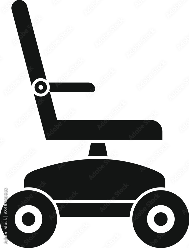 Naklejka premium Black silhouette of an electric wheelchair, representing mobility assistance and independence