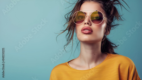 Fashionable Young Woman Wearing Sunglasses