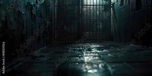 Dark room with barred door ideal for mystery crime thriller or horror projects. Concept Dark Room, Barred Door, Mystery, Crime Thriller, Horror