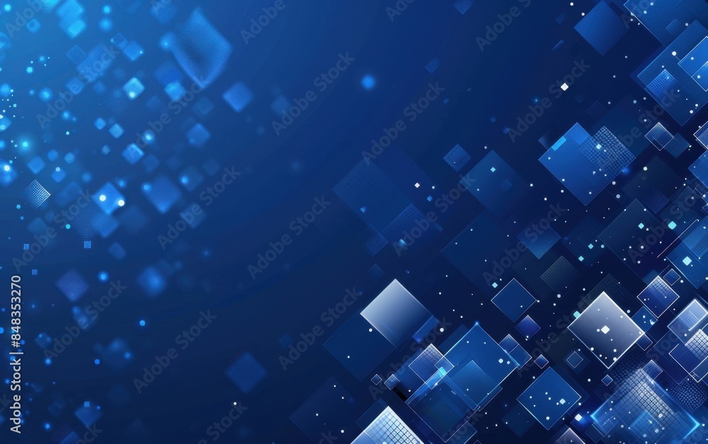 Blue background with white and silver squares in the lower right corner, representing technology or digital marketing Generative AI Blue background with white and silver squares in the lower right corner, representing technology or digital marketing Generative AI