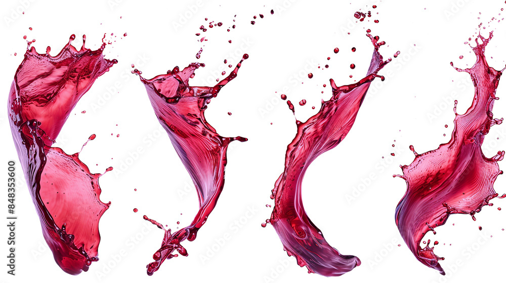 Wine splash realistic set of isolated sprays of liquid red wine with drops on transparent background. Wine splash realistic set of isolated sprays of liquid red wine with drops on transparent background.