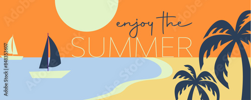 Enjoy The Summer Vector colorful background Design.