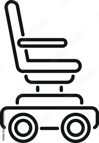 Line art icon of an electric wheelchair, symbolizing assistive technology for individuals with mobility impairments