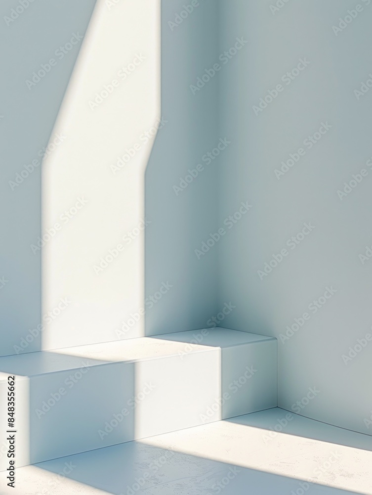 Empty Room with White Walls and Steps Empty Room with White Walls and Steps