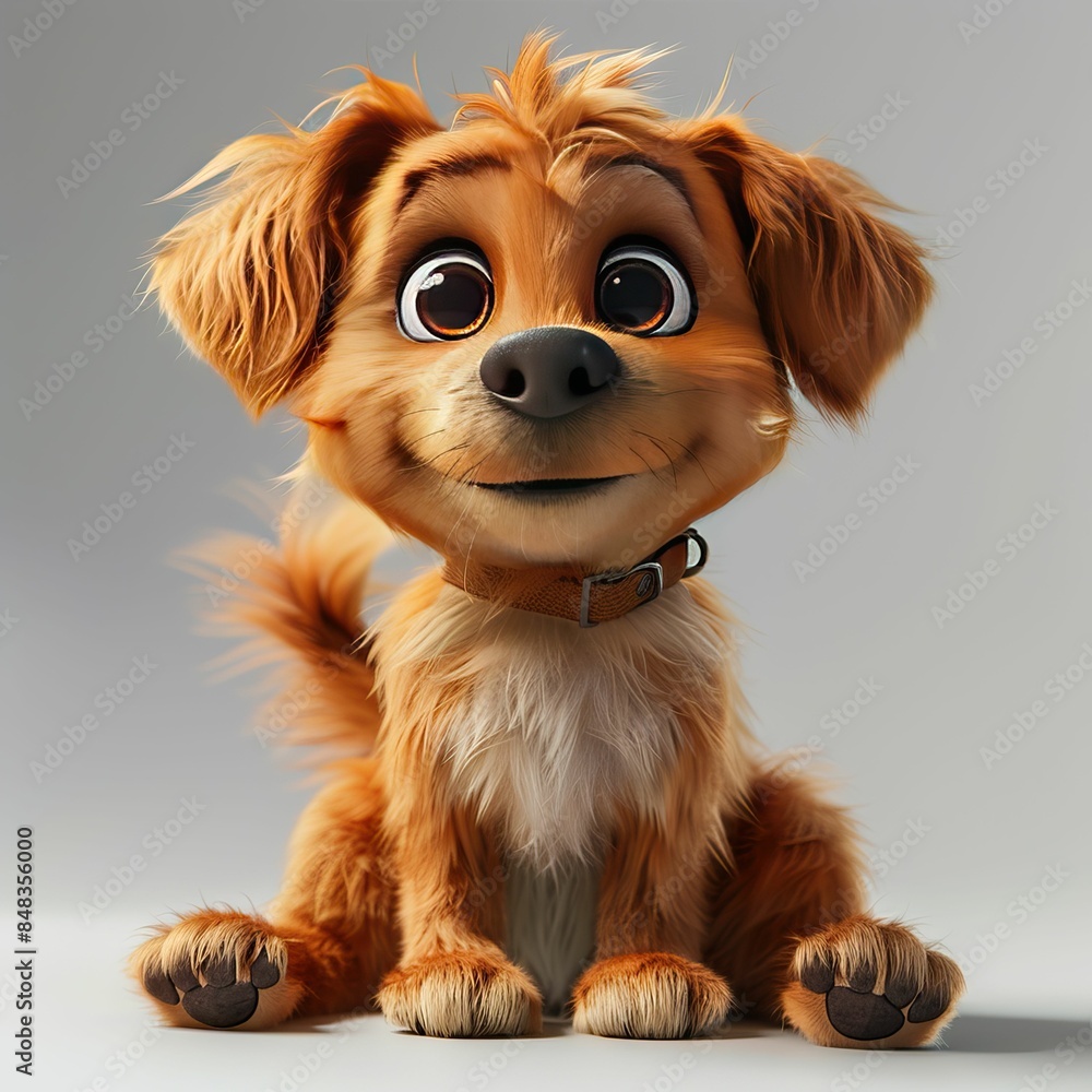 Naklejka premium fluffy little dog with big eyes