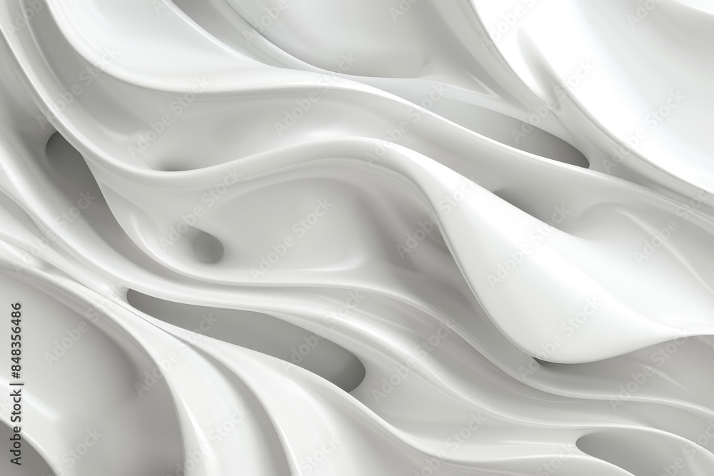 Obraz premium Graphic white 3D background with flowing lines.