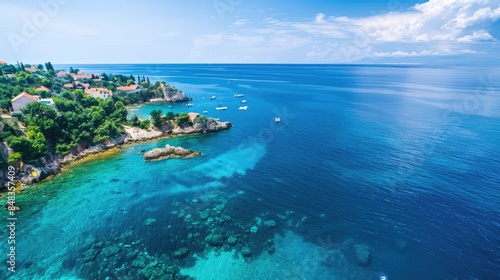 "Beautiful Aerial View of the Sea with Blue Sky and Clear Waters: Scenic Coastal Panorama" © FU