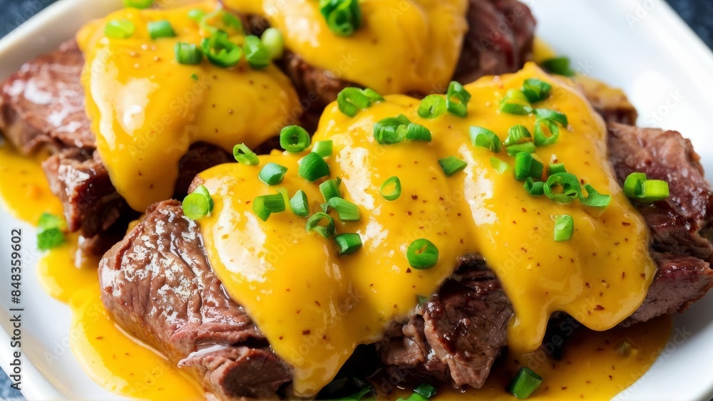 Beef tongue with sweet creamy mustard. Beef tongue with sweet creamy mustard.
