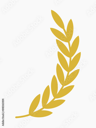 Single Gold laurel wreath icon vector isolated on white background. Rice Wheat Rice Paddy, Rice Clipart, Wheat Clipart vector Isolated. Single Gold Laurel wreath assortment.