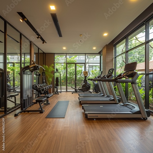 Luxury Townhome with State-of-the-Art Home Gym in Bangna, Samut Prakan - Ultra Realistic Interior Shot photo