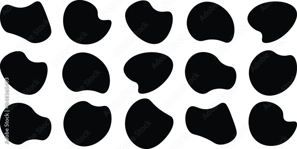 Fototapeta premium Liquid irregular blob shapes. Abstract elements graphic flat style design. Simple fluid circle shape. Blob shape