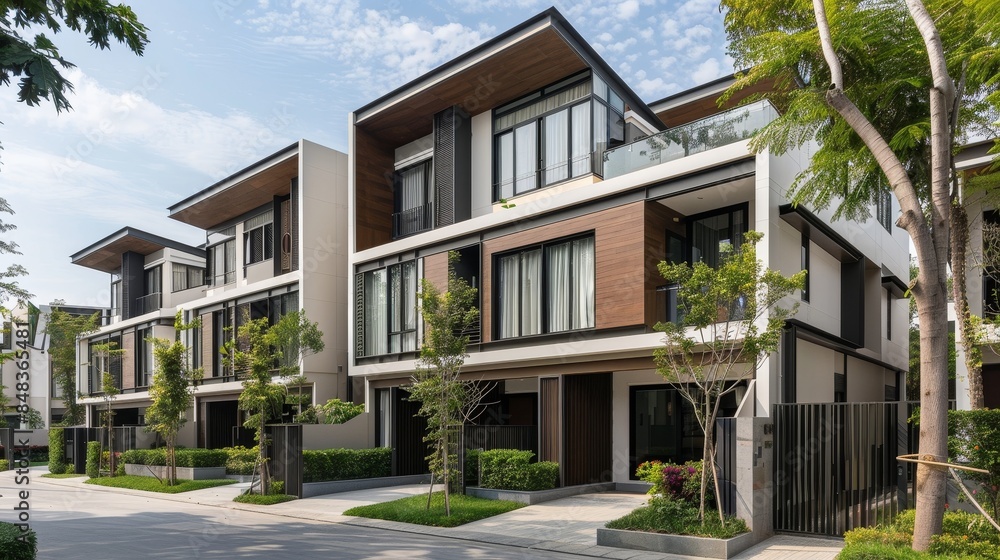 Modern Kinetic Art in Bangna Townhome: Harmonious Fusion of Indoor-Outdoor Living Spaces with Zentangle Patterns Modern Kinetic Art in Bangna Townhome: Harmonious Fusion of Indoor-Outdoor Living Spaces with Zentangle Patterns