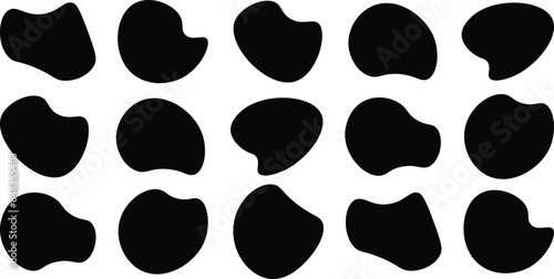  Liquid irregular blob shapes. Abstract elements graphic flat style design. Simple fluid circle shape. Blob shape