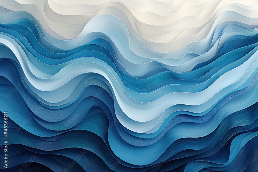 Soothing abstract artwork featuring layered blue waves Soothing abstract artwork featuring layered blue waves