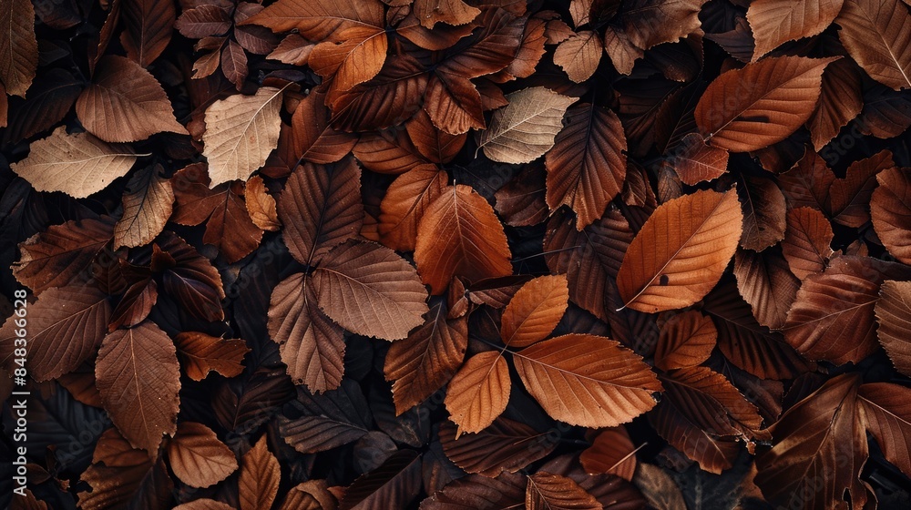 Fototapeta premium Natural background with brown leaves