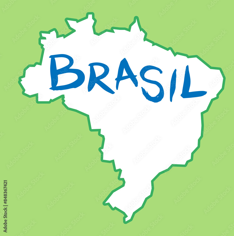 Vector map of Brazil. Silhouette, contour of the country. Shape isolated on colored background. Brazilian territory. Outline, border. Vector map of Brazil. Silhouette, contour of the country. Shape isolated on colored background. Brazilian territory. Outline, border.