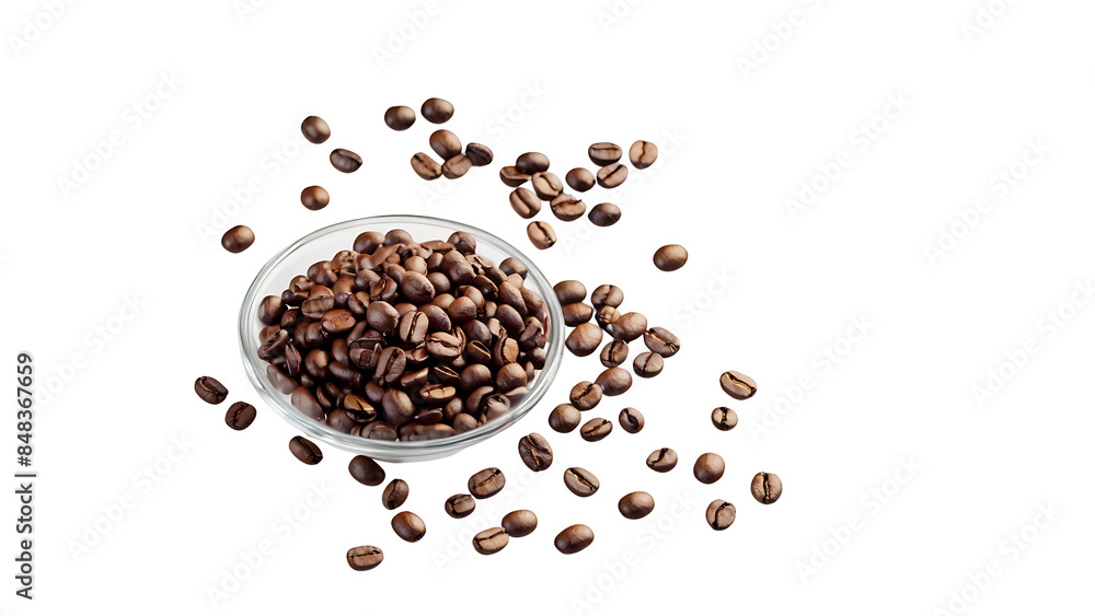 Delicious roasted Coffee beans floating isolated on transparent background. Delicious roasted Coffee beans floating isolated on transparent background.