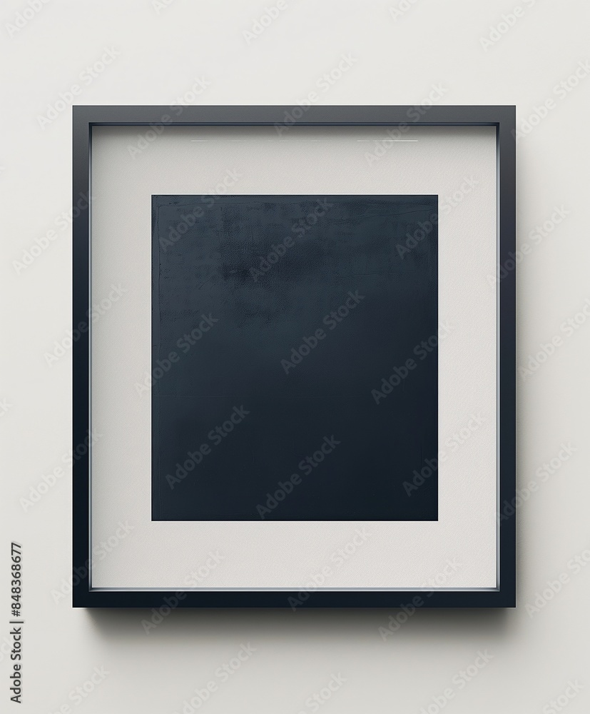 Empty black picture frame on a white wall. Minimalist interior decor template. Home decor store banner. Empty black picture frame on a white wall. Minimalist interior decor template. Home decor store banner.