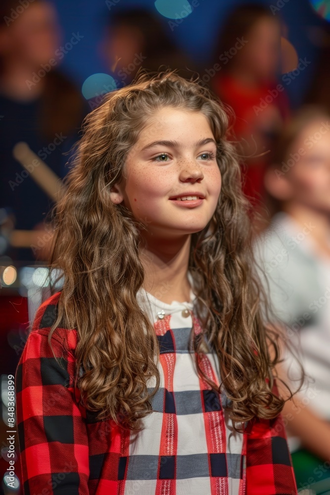 Fototapeta premium School Festival with Talented Student Bands Performing Live Music Concerts on Stage