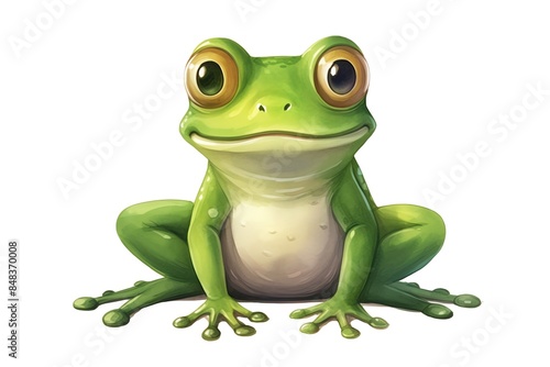 A cute frog clipart, animal element, watercolor illustration, isolated on white background © Nisit
