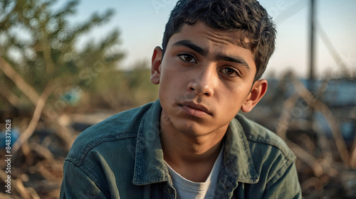 Intense Close Up Young Middle Eastern Teenager Intense Look