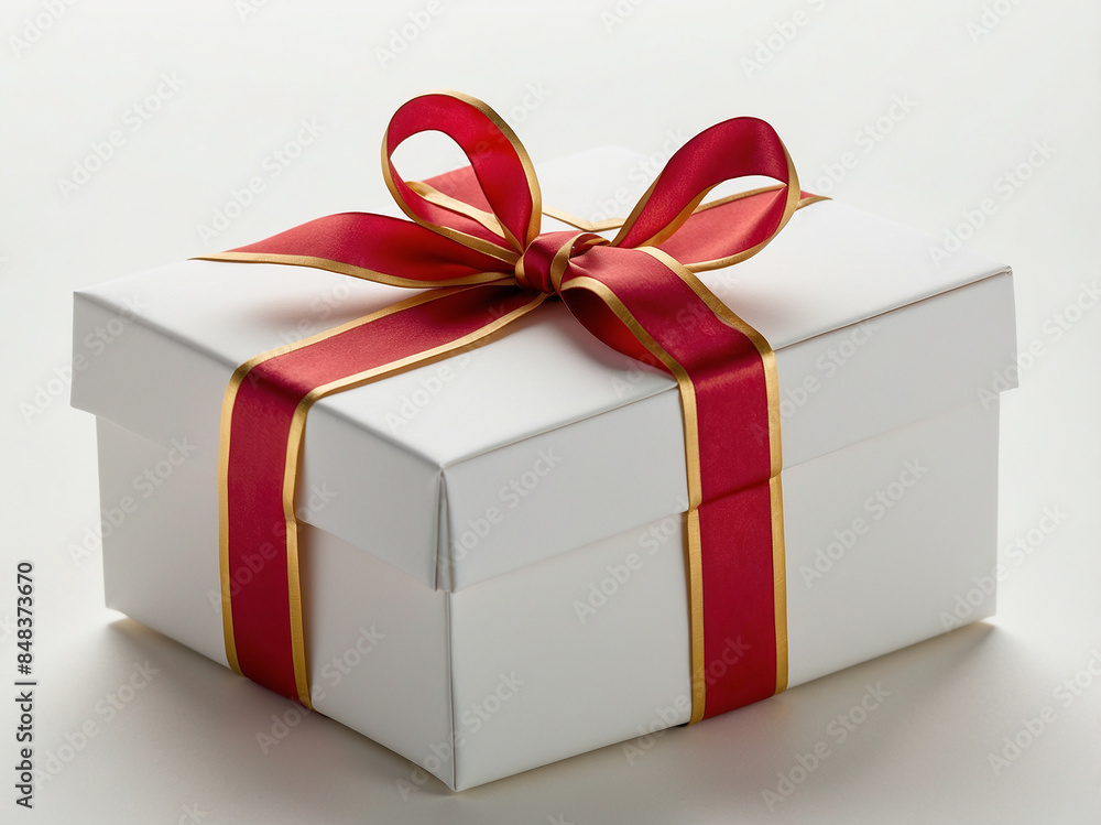 Fototapeta premium Gift box with red ribbon isolated on White background