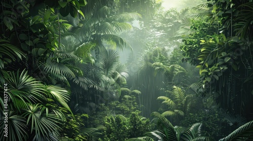 Serene greenery within the tropical rainforest photo