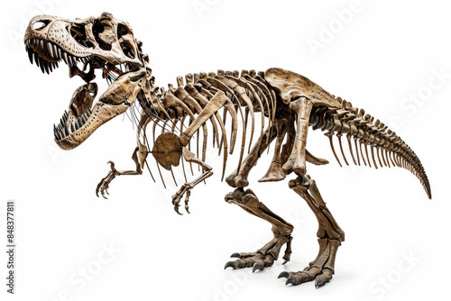 A complete Tyrannosaurus Rex skeleton isolated on a white background © Venka