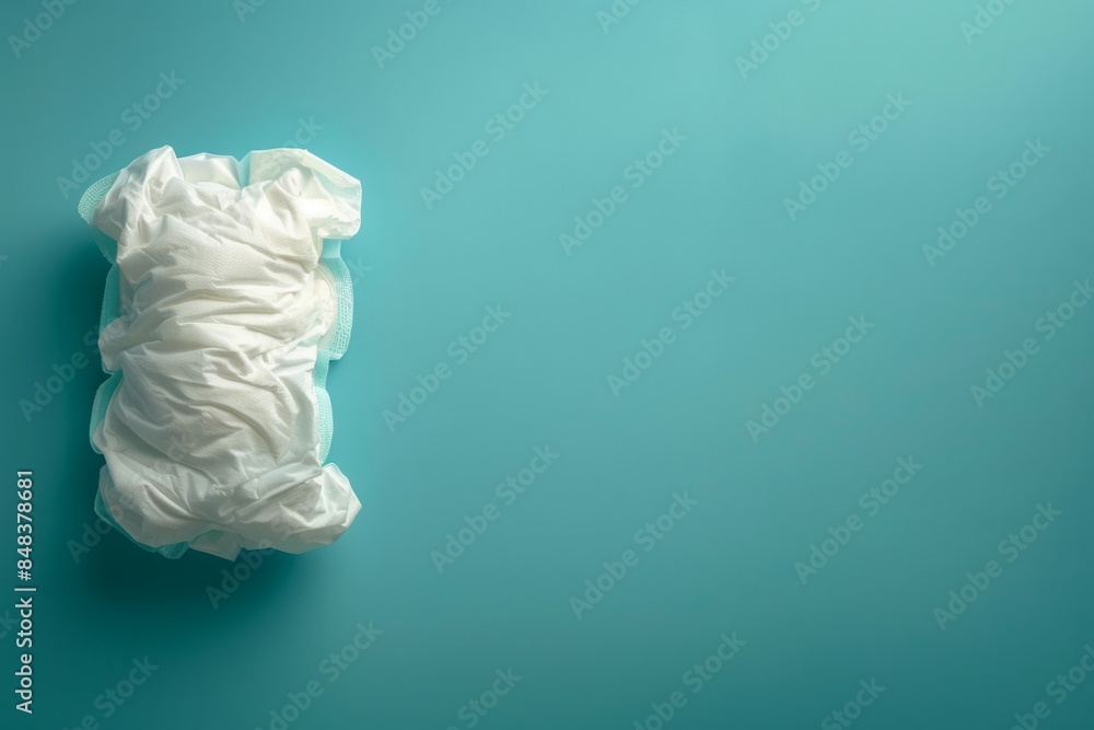 Fototapeta premium white soft baby diaper on a plain background. Copy space for text