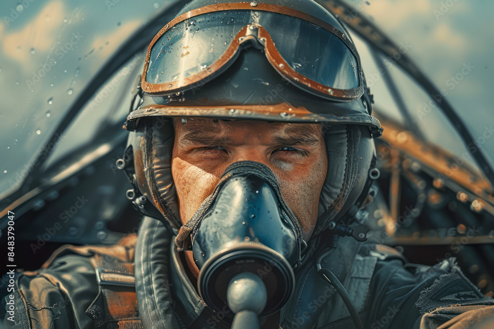 WWII Fighter Pilot in Cockpit: A Hero in the Skies WWII Fighter Pilot in Cockpit: A Hero in the Skies