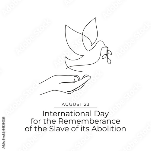 International Day for the Remembrance of the Slave Trade and its Abolition line art. continuous line. eps 10.