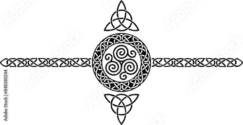 Celtic Pattern Circle Header with Norse Triskele and Triquetra