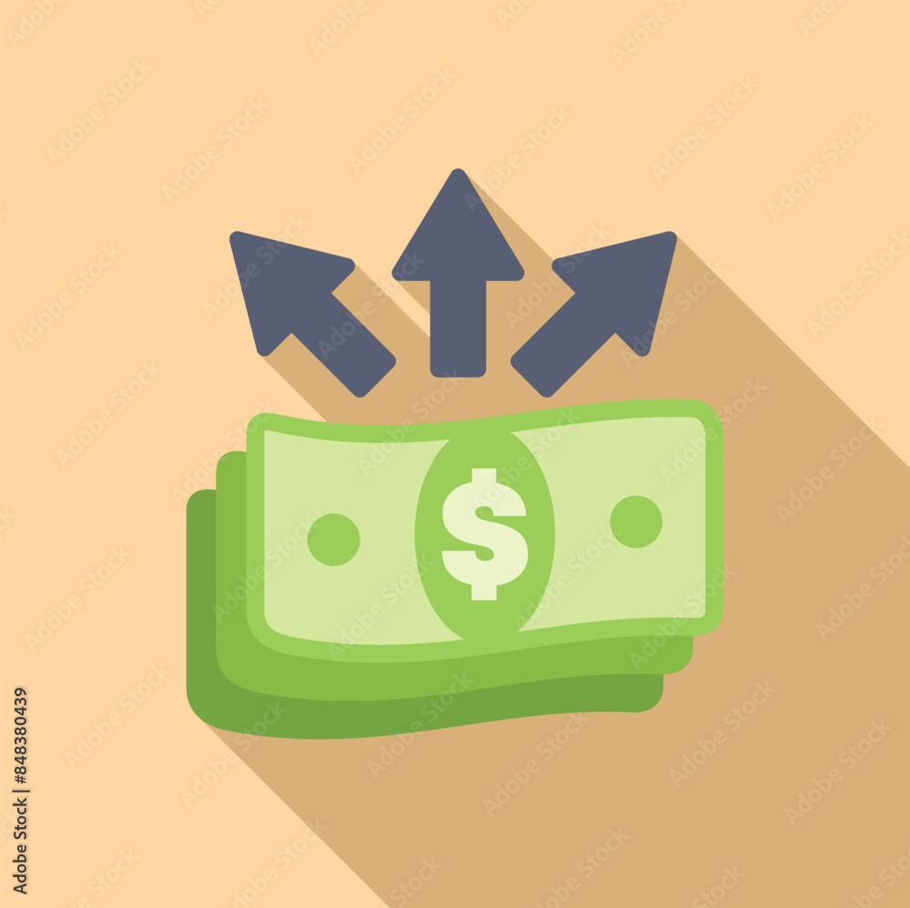 Money increasing in value with upward arrows pointing up Money increasing in value with upward arrows pointing up