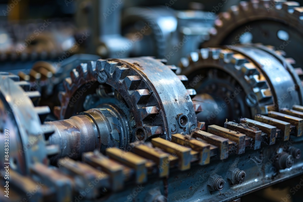 A machine's gears in detail. A machine's gears in detail.