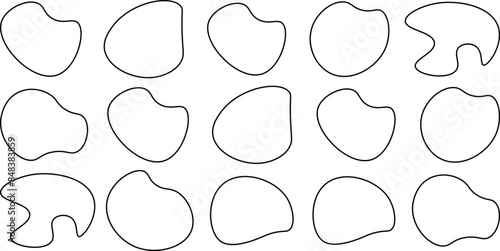  Liquid irregular blob shapes. Abstract elements graphic flat style design. Simple fluid circle shape. Blob shape